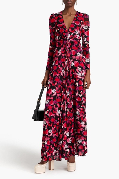 Adara floral-print mesh maxi dress