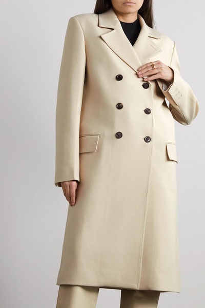 Cutout double-breasted wool-blend coat