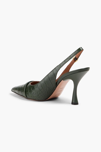 Jama 90 croc-effect leather slingback pumps