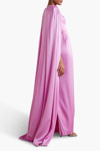 Hudson cape-effect satin-crepe gown