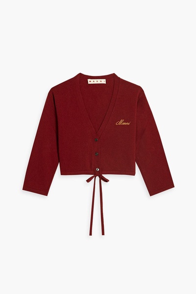 Cropped logo-embroidered cashmere cardigan