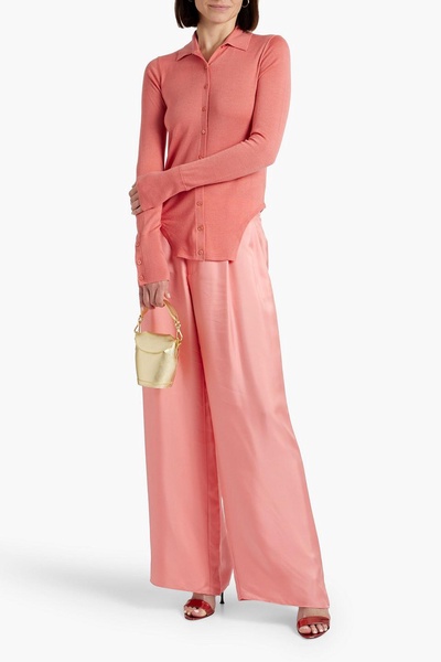 Silk-twill wide-leg pants