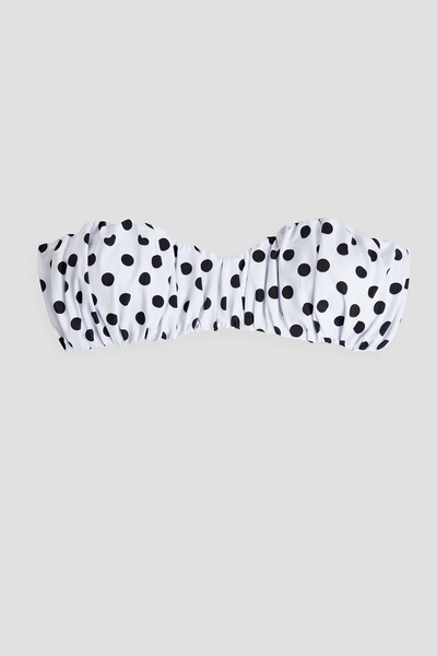 Leila gathered polka-dot bandeau bikini top