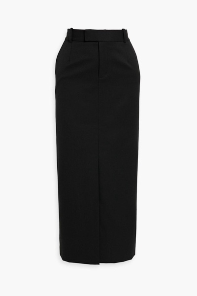 Wool-blend twill midi skirt