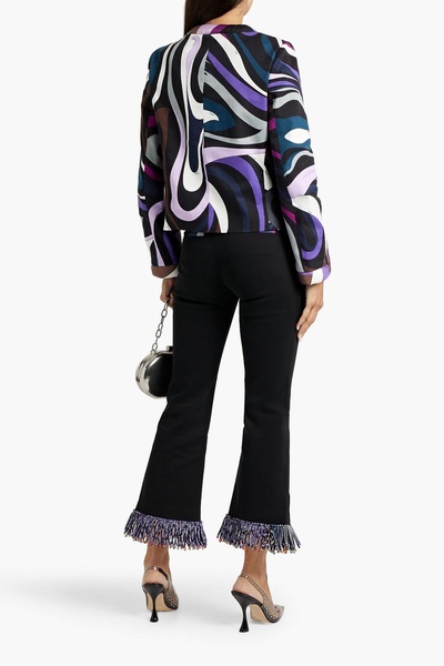 Embellished printed cotton-twill jacket