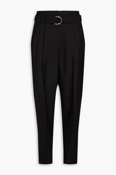 Pleated wool tapered pants