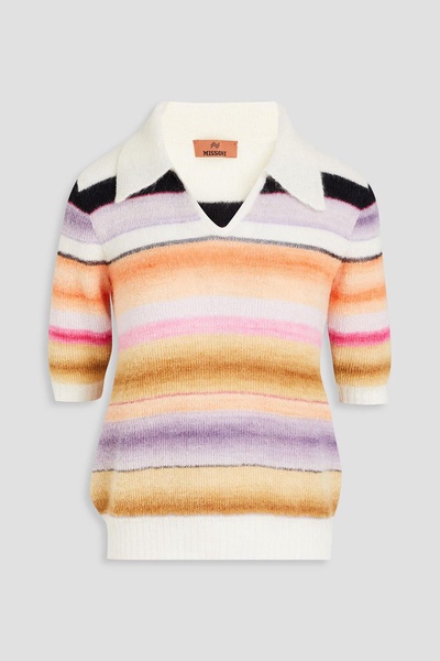 Striped knitted polo sweater