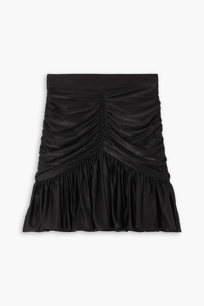 Ruched glossed-jersey mini skirt