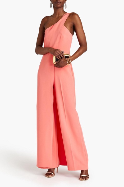 Juli one-shoulder layered crepe wide-leg jumpsuit