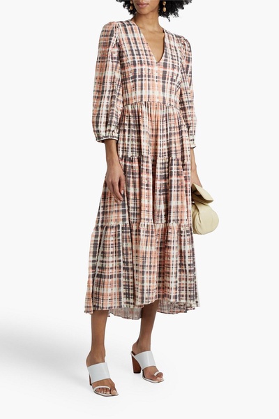 Tobey tiered printed cotton midi dress