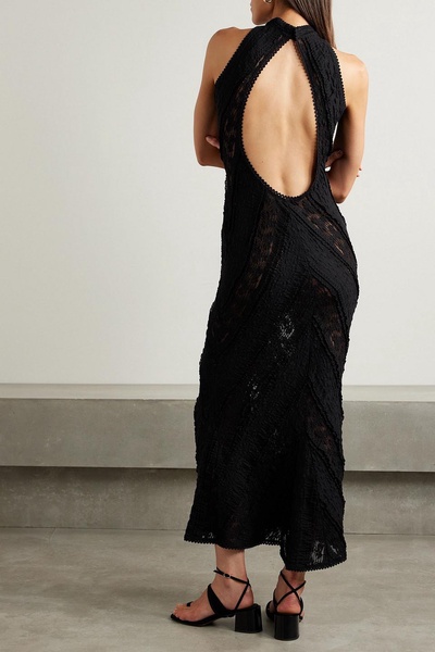 Kivah cutout paneled stretch-lace and gauze maxi dress