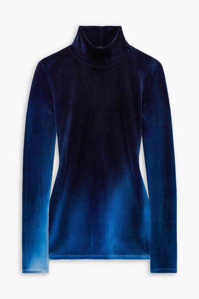 Ombré stretch-velvet turtleneck top