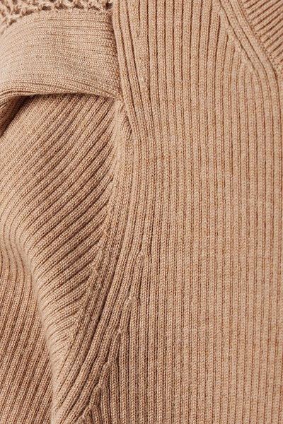 Harper crochet-trimmed ribbed wool sweater