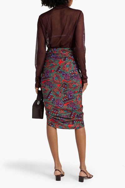 Ari paisley-print silk-blend jacquard midi skirt