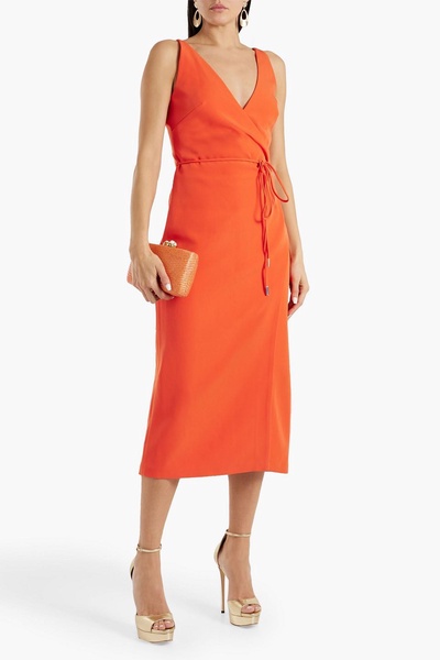 Wrap-effect stretch-crepe midi dress