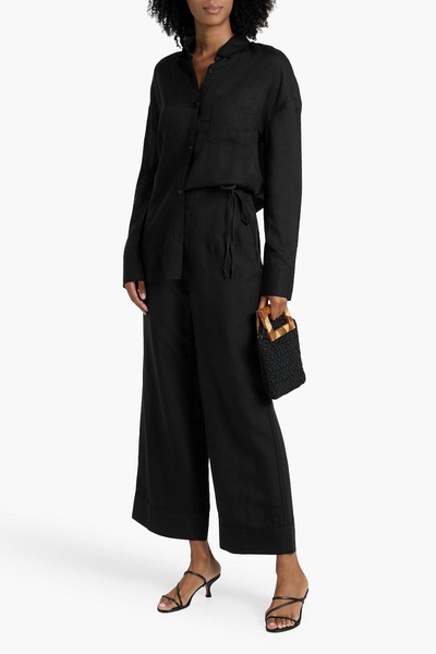 Linen and Lyocell-blend wide-leg pants