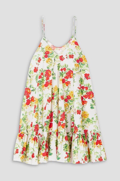 Laurel ruffled floral-print cotton-blend poplin mini dress