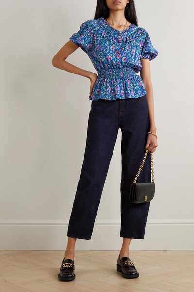 Giada ruffled floral-print voile blouse