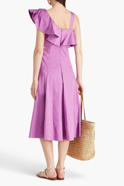 Beilla ruffled cotton-blend poplin midi dress