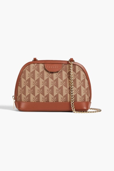 Leather-trimmed jacquard cross-body bag