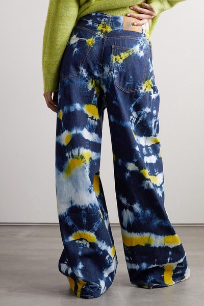 Moonrise tie-dyed high-rise wide-leg jeans