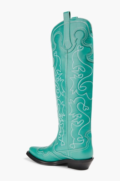 Embroidered leather cowboy boots