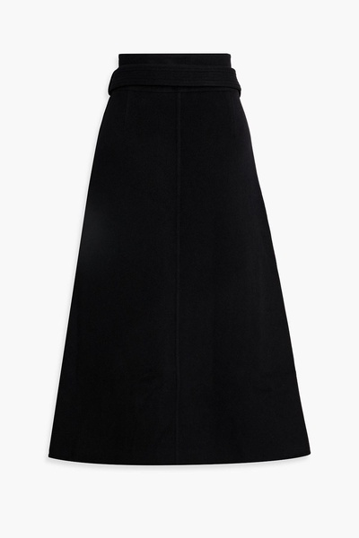 Belted cashmere-felt midi skirt