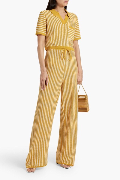 Striped linen wide-leg pants