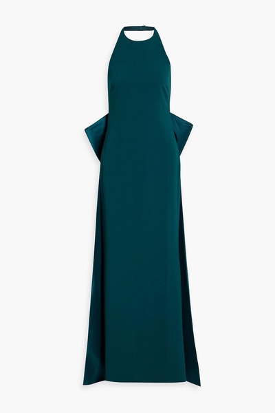 Bow-detailed scuba halterneck gown