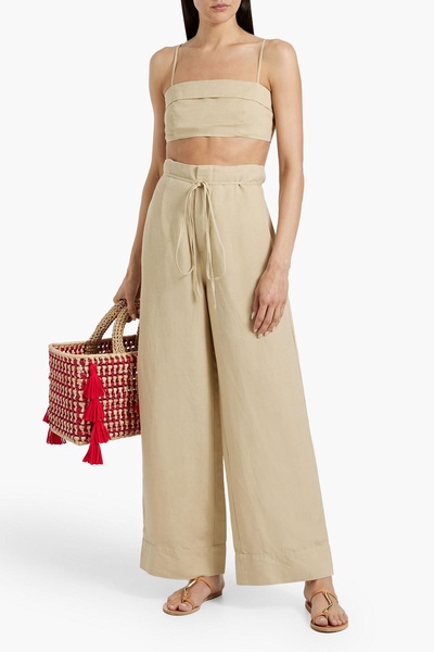 Linen and Lyocell-blend wide-leg pants