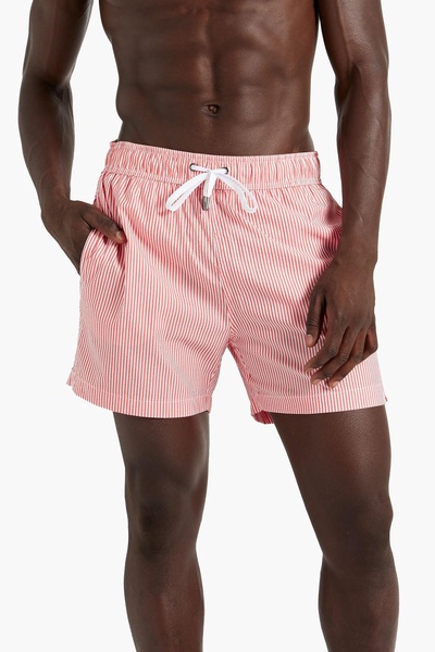 Charles short-length striped seersucker swim shorts