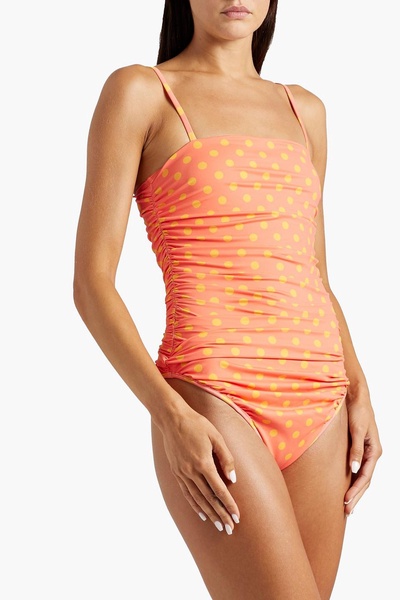 Sabrina ruched polka-dot swimsuit