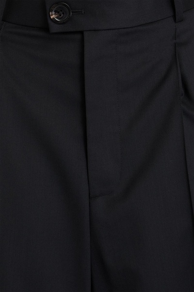 Pleated wool-blend twill straight-leg pants