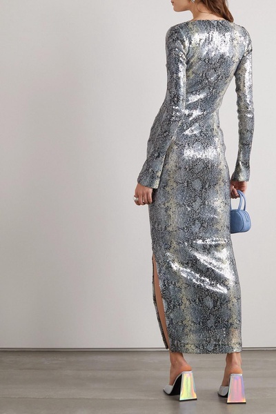 Solaria sequined snake-print tulle maxi dress