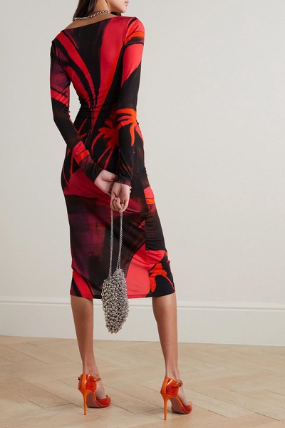 Summer Solstice wrap-effect printed stretch-jersey midi dress