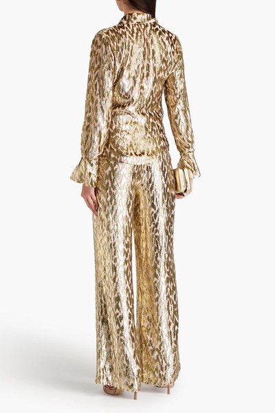 Shivon metallic fil coupé Lurex and silk-blend wide-leg pants