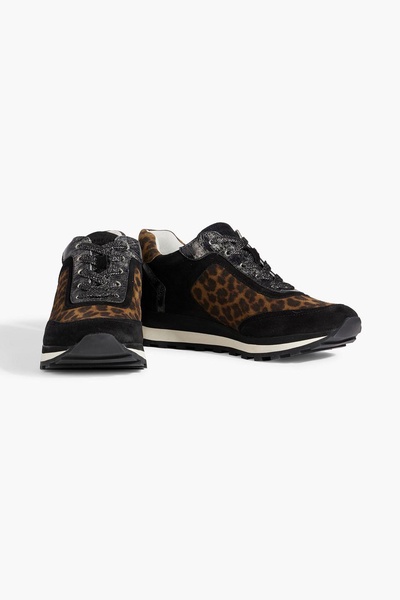 Hartley leopard-print suede and textured-leather sneakers