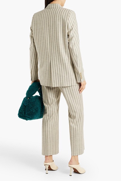 Striped wool and cotton-blend tweed flared pants