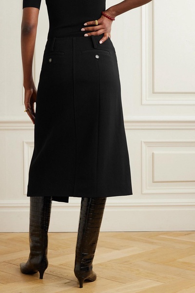 Wool-twill midi skirt