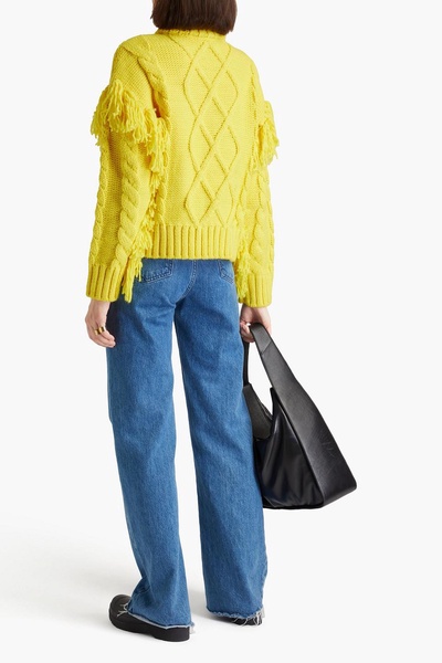 Brit fringed cable-knit turtleneck sweater