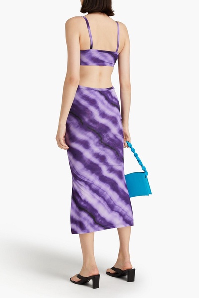 Kumi cutout snake-print stretch-mesh midi dress