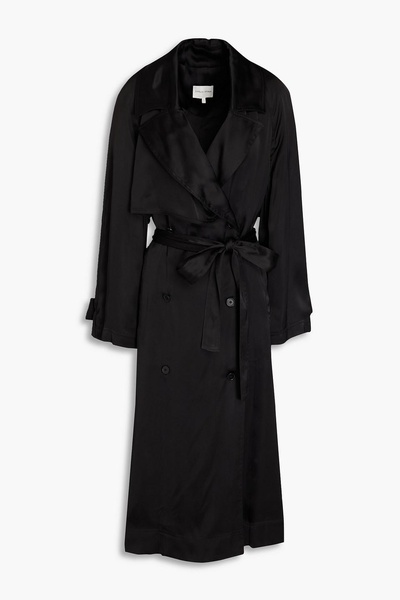 Belted satin trench coat