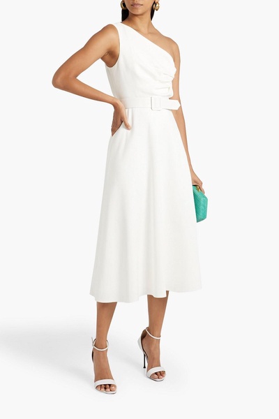 One-shoulder scuba midi dress