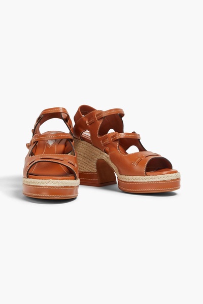 Topstitched leather espadrille sandals