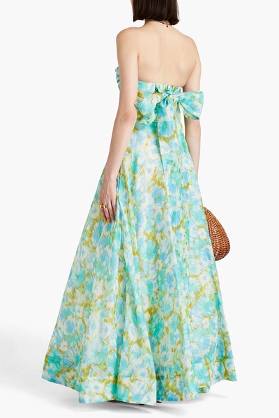 Belted floral-print linen and silk-blend maxi skirt