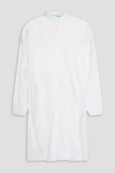 Barrie English embroidery cotton and macramé mini shirt dress