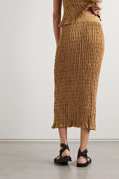 Emla shirred stretch-jersey midi skirt