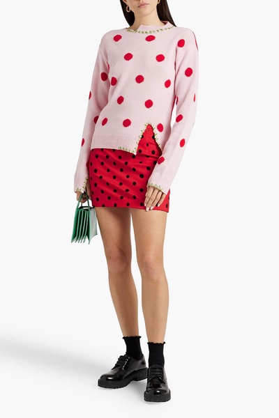 Polka-dot jacquard-knit wool sweater