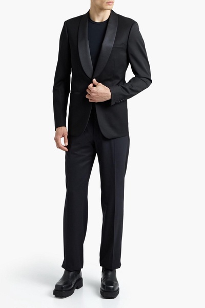 Satin-trimmed wool-blend tuxedo jacket