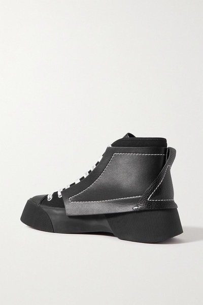 Leather-paneled cotton-canvas high-top sneakers